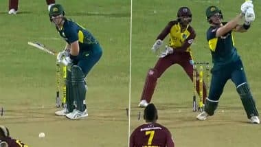 Mitchell Owen Slams 50 Runs Off Just 27 Balls During WI vs AUS 1st T20I 2025, Australian Debutant Wins Man of Match Award (Watch Video)