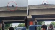 Agra: Man Attempts Suicide by Jumping From Flyover After Fight With Wife, Rescued by UP Police (Watch Video)