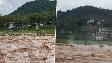 Jammu and Kashmir: Indian Army Deploys Helicopter, Rescues  Minor Boy Trapped in Flooded River in High-Risk Operation in Rajouri (See Pics and Video)
