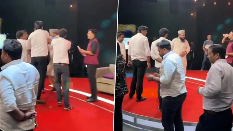 Maulana Sajid Rashidi Slapped and Manhandled Inside TV News Studio in Noida Amid Controversy Over His Remarks on Dimple Yadav, Video Goes Viral