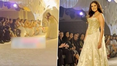 ICW 2025: Tara Sutaria Sends Flying Kiss to Rumoured Beau Veer Pahariya During Her Runway Walk at India Couture Week 2025 (Watch Video)
