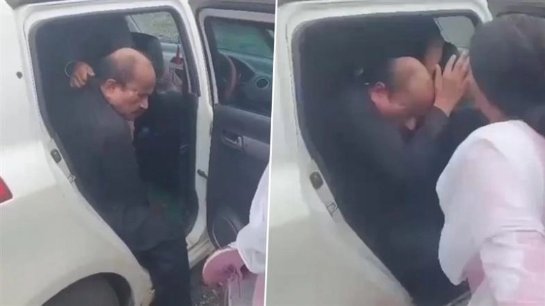 Akola: Woman Publicly Beats Former Sambhaji Brigade Leader Gajanan Pardhi With Slipper After He Blackmails Her With Private Pictures and Videos; Party Expels Him Permanently (Watch)