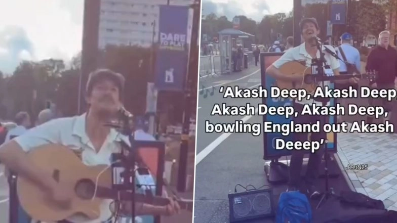 'Bowling England Out' Man Spotted Dedicating Song To Akash Deep Outside Edgbaston After Team India Pacer Picks Six-Wicket Haul in IND vs ENG 2nd Test 2025 (Watch Video)