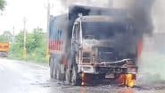 Bihar: Labourer Dies After Speeding Truck Runs Him Over in Sheikhpura, Angry Mob Torches Vehicle (Watch Videos)