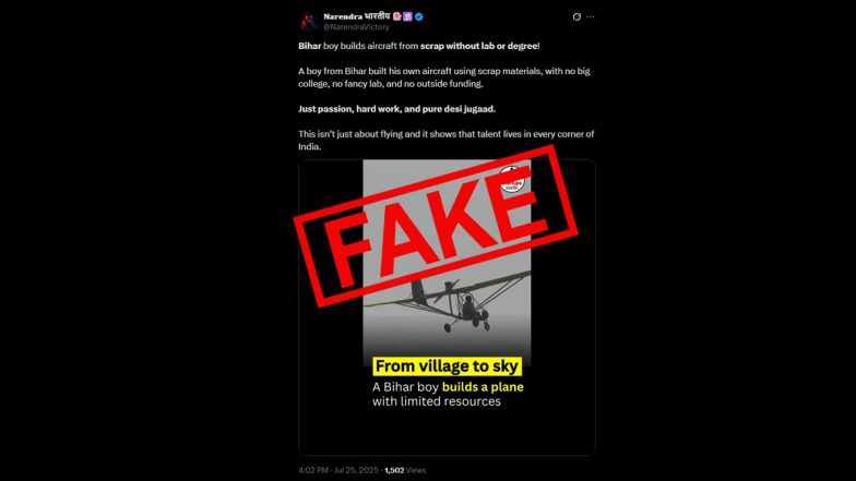 Fact Check: No, Bihar Youth Did Not Build Aircraft From Scrap for INR 7,000, Viral Video Is From Bangladesh