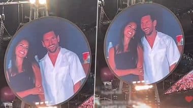 Lionel Messi and Wife Antonela Roccuzzo Spotted on Coldplay Kiss Cam During Band’s Concert in Miami (Watch Video)