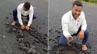 Maharashtra: Man Digs Up Newly Built Road With Bare Hands in Nanded, Video Goes Viral