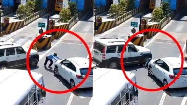 Patna: Scorpio Rams Security Guard at Didarganj Toll Plaza; Guard’s Leg Fractured in Brutal Impact, Video Surfaces