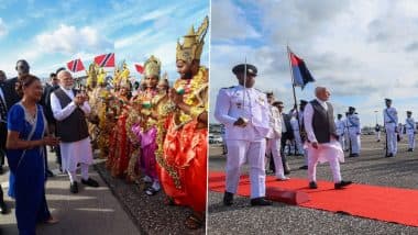 PM Narendra Modi Meets Indian Diaspora in Trinidad and Tobago, Gifts Ram Mandir Replica and Sarayu Water, Recalls Community’s Devotion in Sending ‘Shilas’ for Ayodhya Temple (See Pics)