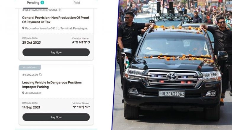 ‘Dear Modiji, Kindly Pay the Challan on Time’: Citizen Flags Pending Fines on SUV Used for PM Narendra Modi’s Convoy, Post Goes Viral (See Pics)