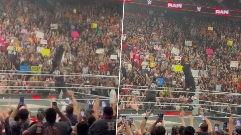Roman Reigns Teams Up With Jey Uso for Iconic ‘Yeeting’ Moment After WWE Monday Night RAW Episode Goes Off-Air (Watch Video)