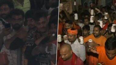 Sawan Shivratri 2025: Thousands of Devotees and Kanwar Pilgrims Flock to Shiva Temples Today in Uttar Pradesh’s Varanasi, Prayagraj and Baghpat (Watch Videos)