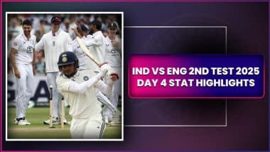 IND vs ENG 2nd Test 2025 Day 4 Stat Highlights: Shubman Gill’s Marathon Knock, Akash Deep and Mohammed Siraj’s Bowling Push England Back