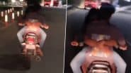 Couple Romance on Bike in Hyderabad: Girl Hugs Man While Seated on Fuel Tank As He Rides Two-Wheeler on Aramghar Flyover; Video Goes Viral