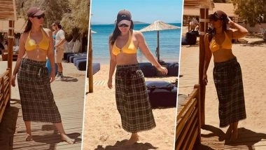 Kareena Kapoor Khan Pairs Lungi-Style Skirt With Yellow Bikini During Beach Vacay in Greece, Actress Grooves to Shah Rukh Khan’s ‘Lungi Dance’ in Viral Pics