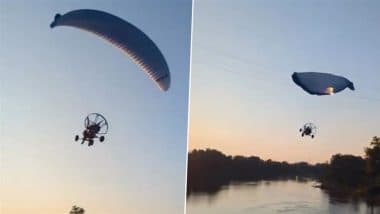 North Dakota: Paraglider Unharmed After Crashing Into Power Line, Falling Into Red River in Grand Forks; Video Surfaces