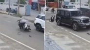 Jammu Shocker: Speeding Thar Hits Elderly Man on Scooter, Reverses to Hit Victim Again; Accused Driver Arrested After Disturbing Video Goes Viral