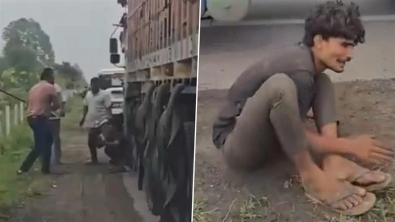 Dahod Shocker: Gujarat RTO Inspector Brutally Beats Truck Driver on Highway for Not Stopping at Checkpoint; Video Surfaces