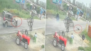 Accident Caught on Camera in Saharanpur: Man Flung in Air, Dies After Scorpio Rams Scooter in UP; Police Launch Probe As Video Goes Viral