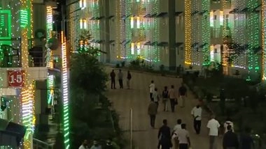 Jammu and Kashmir: Amarnath Shrine Board’s Yatri Niwas in Ramban Illuminated With Tricolour Lights