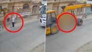 Gujarat: Devotee Killed by Speeding Crane While Praying Outside Temple in Kutch&rsquo;s Mundra, Chilling CCTV Video Surfaces