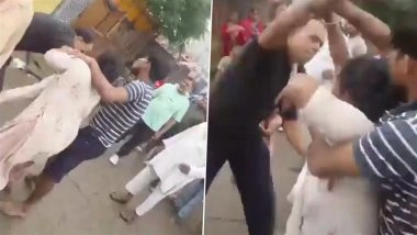 Greater Noida: BJP Leader Atiq Ahmed Caught Beating Woman and Her Son With Slipper Over Loan Dispute, Arrested After Video Goes Viral