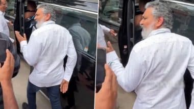 SS Rajamouli Loses His Cool, Pushes Desperate Fan Seeking Selfie With Him at Kota Srinivasa Rao’s Funeral in Hyderabad - Watch Viral Video