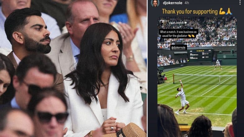 ‘Thank You for Supporting’: Novak Djokovic Acknowledges Virat Kohli’s Support During Wimbledon 2025 Round of 16 Match Against Alex De Minaur Via Instagram Story