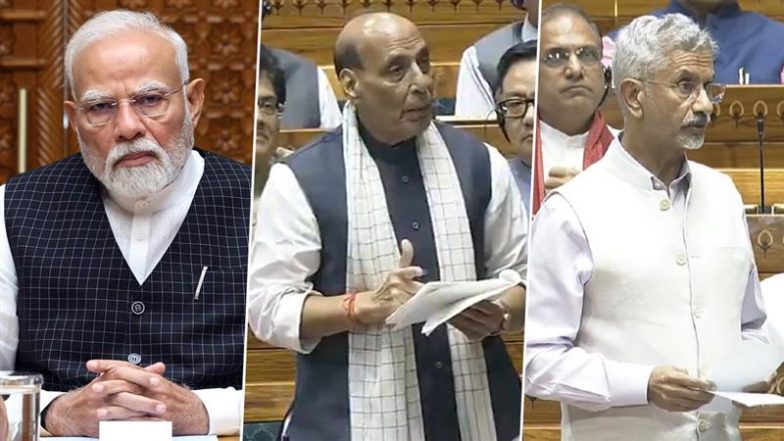‘Operation Sindoor’ Debate in Lok Sabha: PM Narendra Modi Praises Rajnath Singh and EAM S Jaishankar for Speeches
