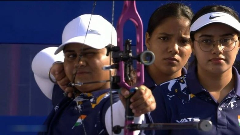 India's Parneet Kaur, Avneet Kaur, Madhura Dhamangaonkar Win Bronze Medal in Women's Compound Team Archery Event at FISU World University Games 2025 With Victory Over Great Britain