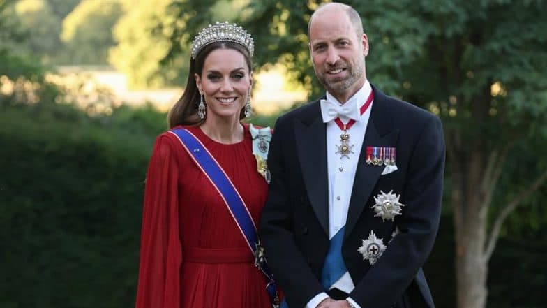 Catherine, Princess of Wales Wears Princess Diana's Lover's Knot Tiara, Watch Kate Middleton Turn Heads in Red Givenchy Gown at the State Banquet With Prince William