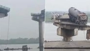 Vadodara Bridge Collapse: 4 Vehicles Fall Into Mahisagar River After Gambhira Bridge's Portion Collapses in Gujarat, 4 People Rescued (Watch Video)