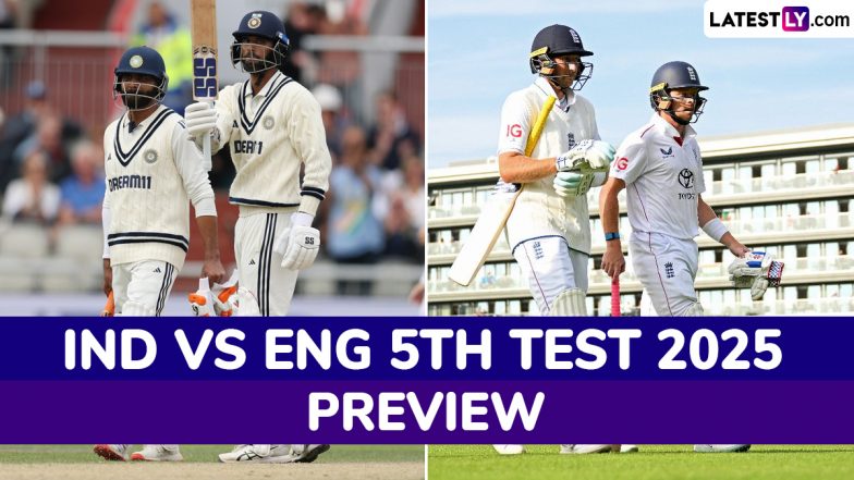 IND vs ENG 5th Test 2025 Preview: Check H2H Record, Key Players and Other Details