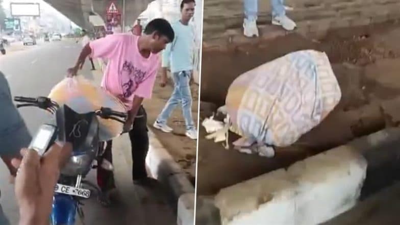 ‘Sada Aam Hai’: 2 Men on Bike Dump Woman’s Body in Sack Near Ludhiana’s Aarti Chowk, Flee Leaving Vehicle Behind After Roadside Vendors Question Them; Probe On (Watch Video)