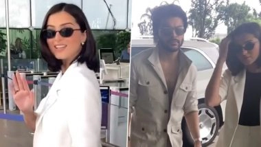 Tara Sutaria and Veer Pahariya Spark Dating Rumours With Stylish Airport Appearance and Romantic PDA (Watch Video)