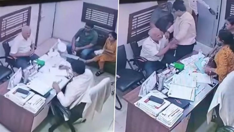 Agra: Elderly Man Collapses After Suffering Heart Attack During Clinic Visit, Revived by Doctor’s Quick CPR; Viral Video Surfaces