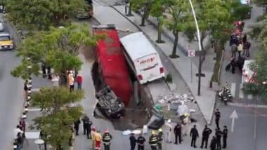 Sinkhole in Mexico: Traffic Disrupted After 40-Meter Sinkhole Swallows 2 Trucks in Guadalajara, Video Surfaces