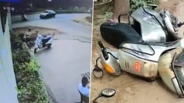 Gandhinagar Road Accident: Speeding BMW Rams Into Scooter, Kills Rider on Spot; Probe Underway As Video Goes Viral