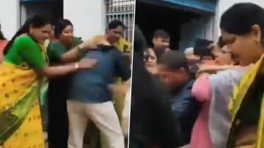 Agra: BJP Booth President Anand Sharma Thrashed by Women With Slippers for Sending Obscene Clips (Watch Video)