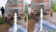 ‘Fake Milk’ Found in Agra: UPFDA Destroys Adulterated Milk From Seized Tanker in Uttar Pradesh, Video Surfaces