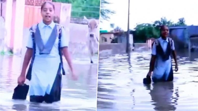 ‘Neta Ji Tum Mauj Karo, Hum Tumhare Sath Hain’: Rajasthan Schoolgirl’s Satirical Rant on Flooded Village Roads Goes Viral (Watch Video)
