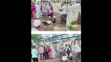 Sneha Barve Attacked in Pune: Woman Journalist Beaten With a Wooden Rod by Mob While Reporting on Illegal Construction in Maharashtra, Congress Slams Devendra Fadnavis-Led Govt (Watch Video)