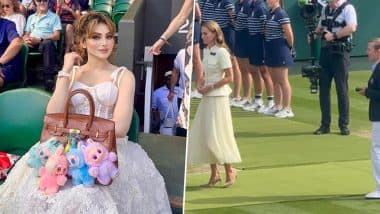 Urvashi Rautela Pleased to 'Meet' Princess of Wales Kate Middleton at Wimbledon 2025 Women's Singles Final, Also Spotted Carrying Bag With 5 Labubu Dolls!