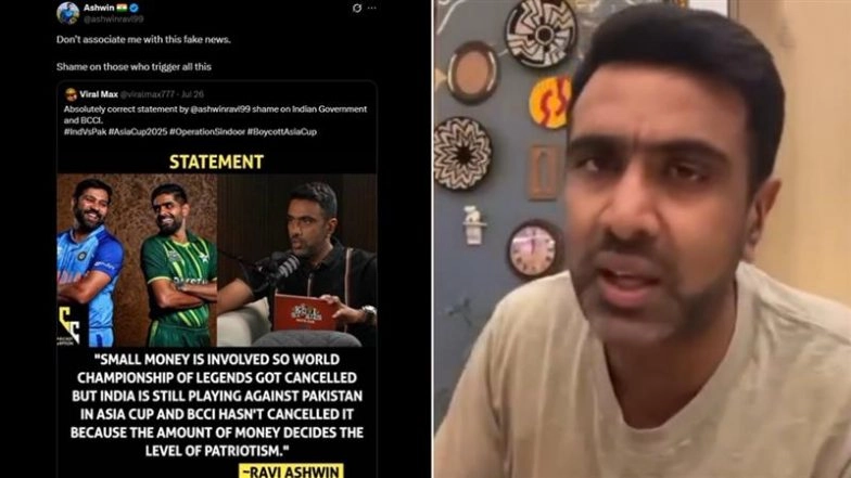 'Don’t Associate Me With This Fake News' Ravi Ashwin Refutes False Quote on India vs Pakistan Asia Cup 2025 Attributed to Him (See Post)