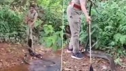 Kerala: Brave Forest Officer Roshni Tackles 18-Foot King Cobra in Thiruvananthapuram, Video Shows Daring Rescue of Huge Venomous Snake