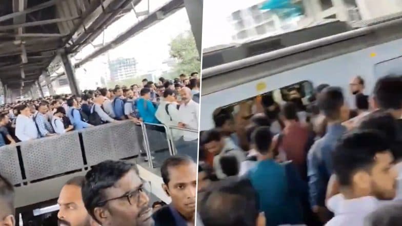 Mumbai Metro 1 Update: Services on Ghatkopar-Versova Line Disrupted Due to Technical Glitch, Videos Show Massive Rush at Stations
