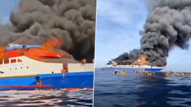 Indonesia Passenger Ship Fire: At Least 5 Killed, 280 Rescued After Blaze Erupts on KM Barcelona 5 off Sulawesi Island; Videos Show Plumes of Smoke Rising