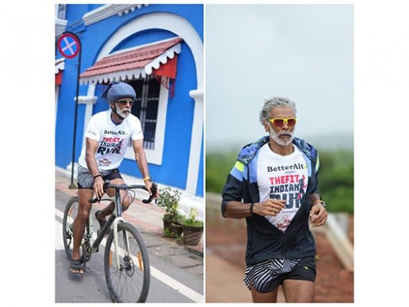 Business News | Milind Soman Concludes 5th Fit Indian Run, Covering Half Ironman Distance Daily Through Cycling and Running from Mumbai to Goa in 5 Days