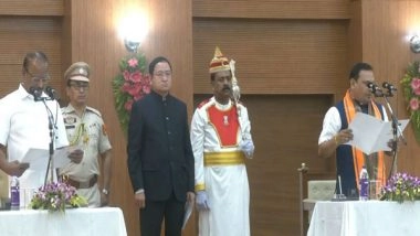 India News | Tripura CM Attends Oath-taking Ceremony of Kishore Barman as Cabinet Minister