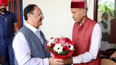 India News | JP Nadda Meets Former Himachal CM Prem Kumar Dhumal